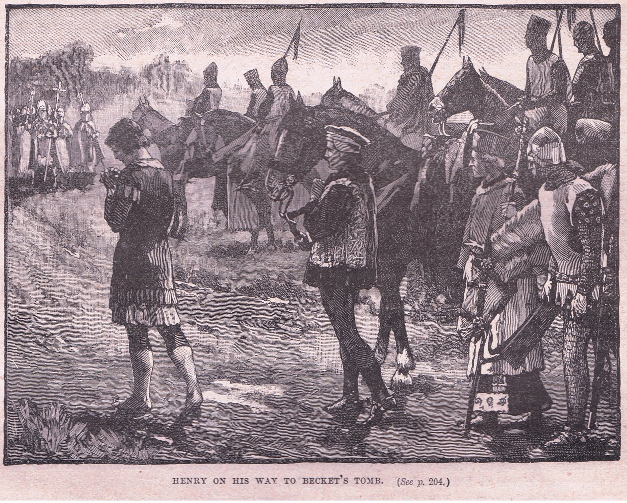 Henrique a caminho do túmulo de Becket em 1174 dC de Walter Paget