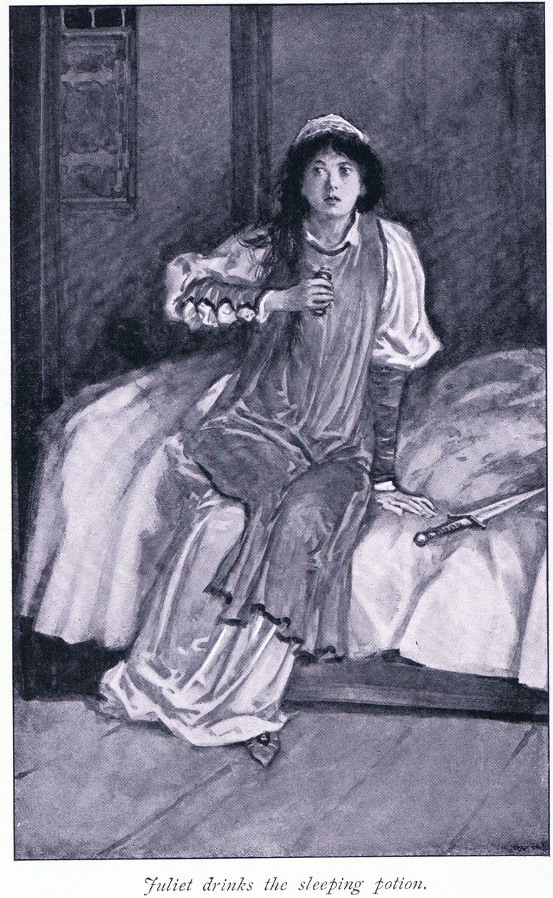 Juliet bebe a poção do sono, de 1900 de Walter Paget
