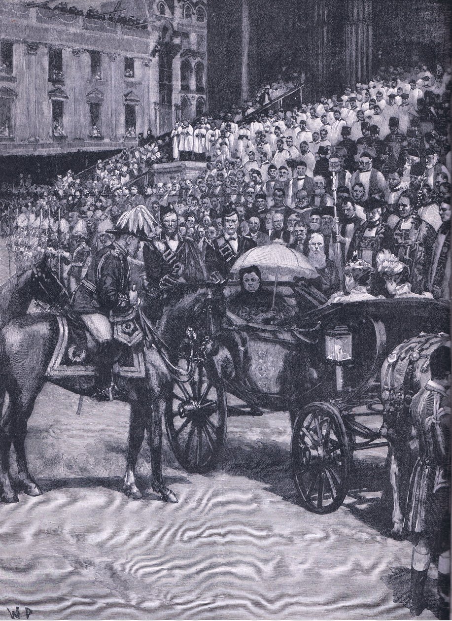 O jubileu de diamante: Thanksgiving em St Pauls Cathedral, ilustração fromCassells História da Inglaterra, de 1900 de Walter Paget