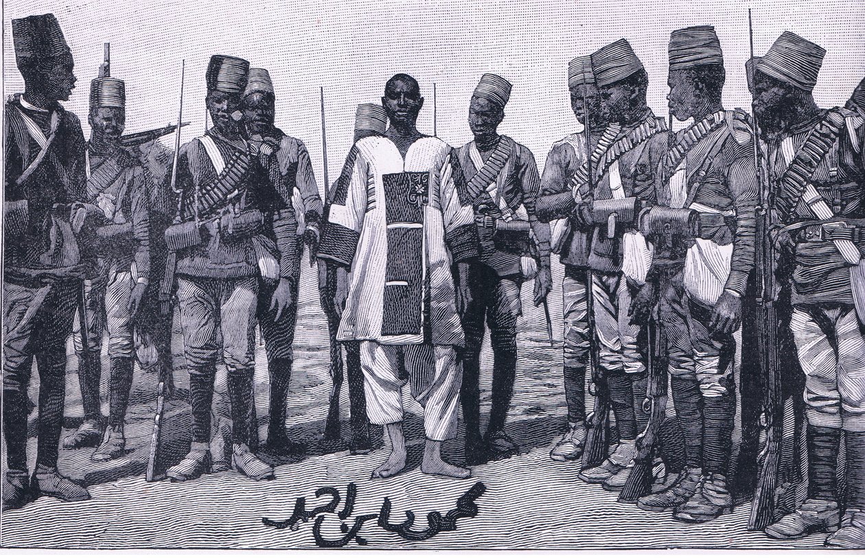 O Emir Mahmud sob guarda, ilustração fromCassells História da Inglaterra, de 1900 de Walter Paget