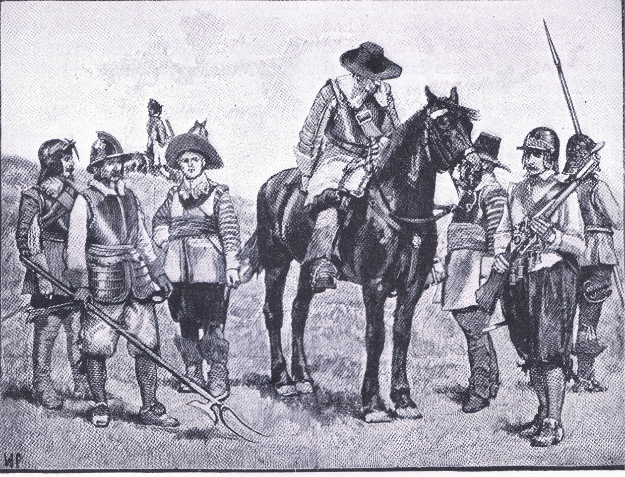 Tipos de Soldados Cromwellian, ilustração de The History of the British People publicada por Waverley, c.1940 (litho) de Walter Paget