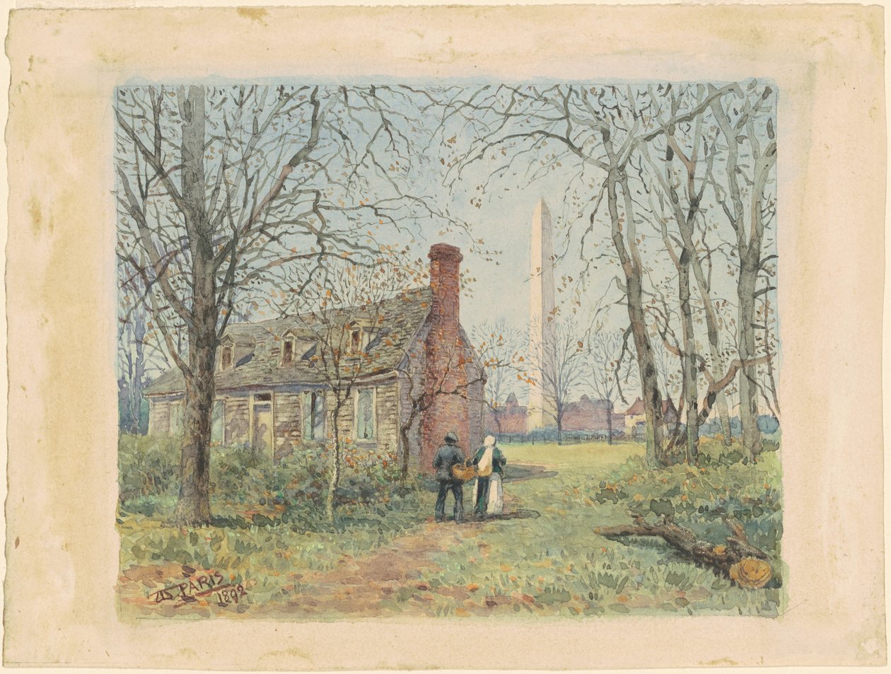 A Casa de David Burns e o Monumento a Washington de Walter Paris