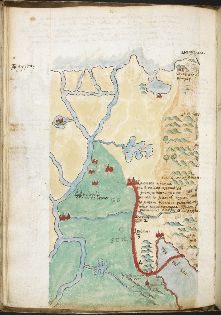 MS 57555, f.23v, Mapa do Norte da África, de um caderno contendo um diário histórico, listas de bibliotecas, etc.; c.1606-08 (aquarela sobre papel) de Walter Raleigh