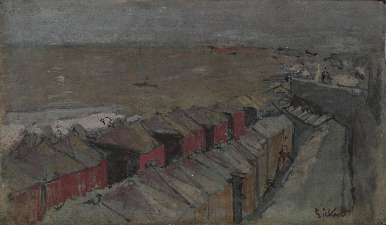 Cabanas de banho, Dieppe, c.1890 (óleo sobre painel) de Walter Richard Sickert