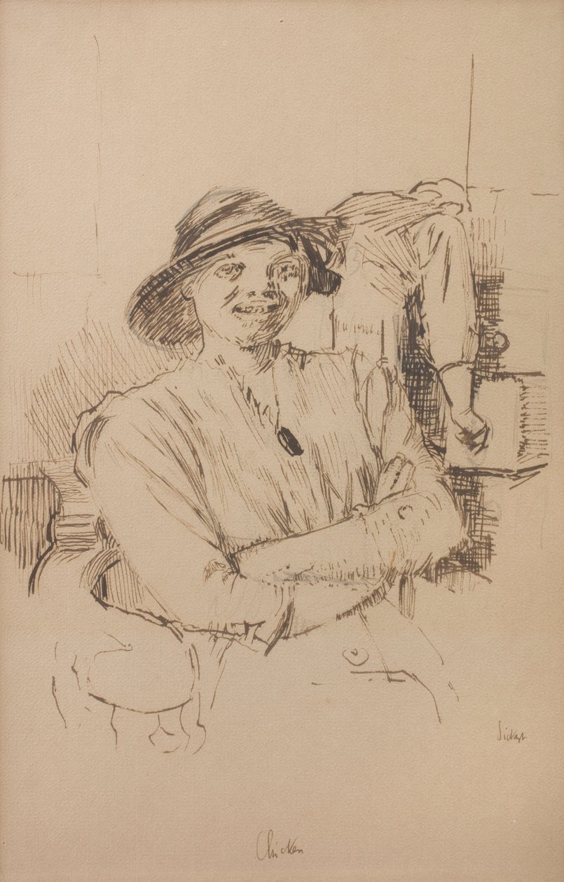 Galinha, c. 1914 (Lápis, caneta e tinta sépia sobre papel) de Walter Richard Sickert