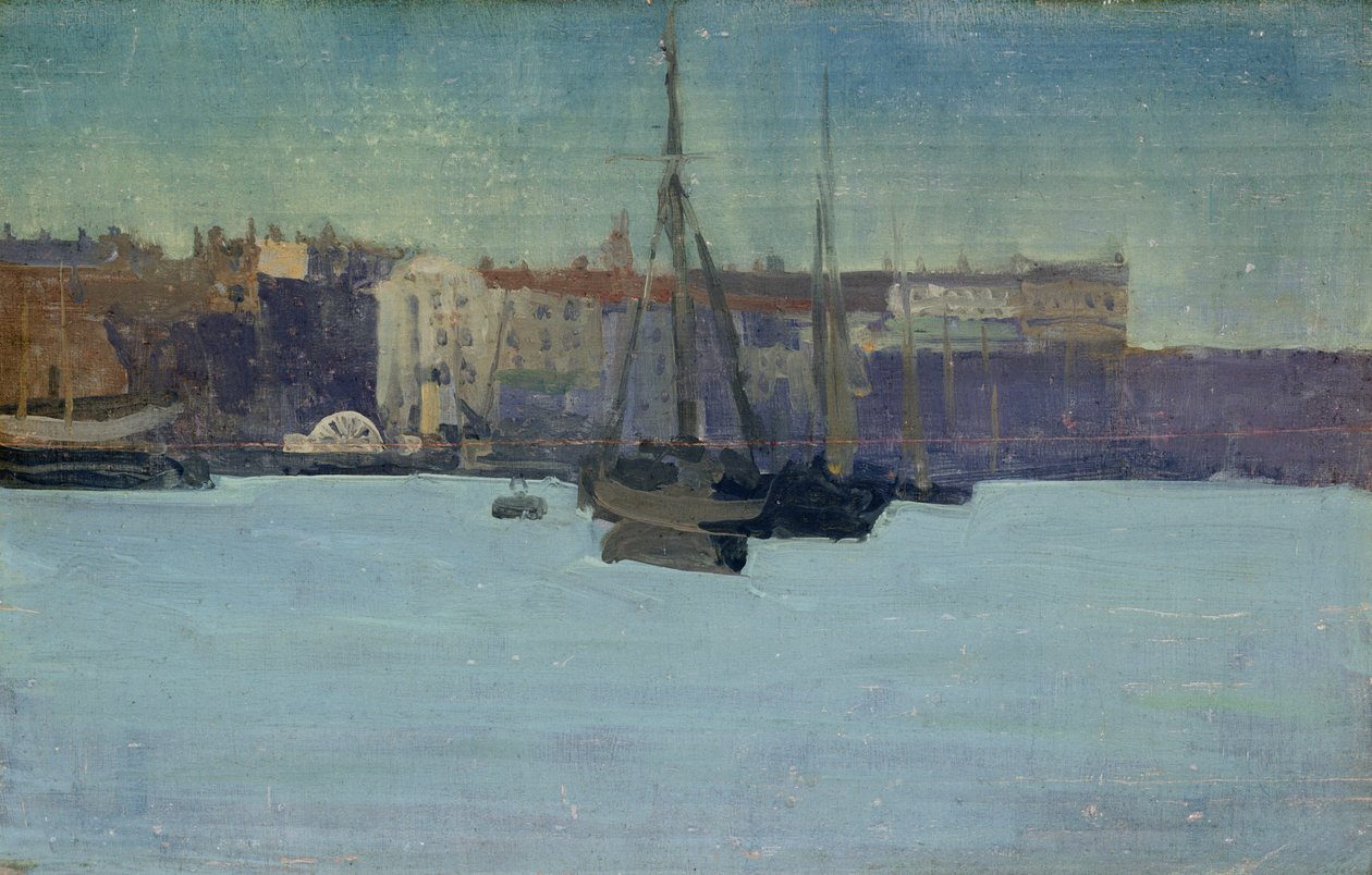 Dieppe Harbor (óleo a bordo) de Walter Richard Sickert