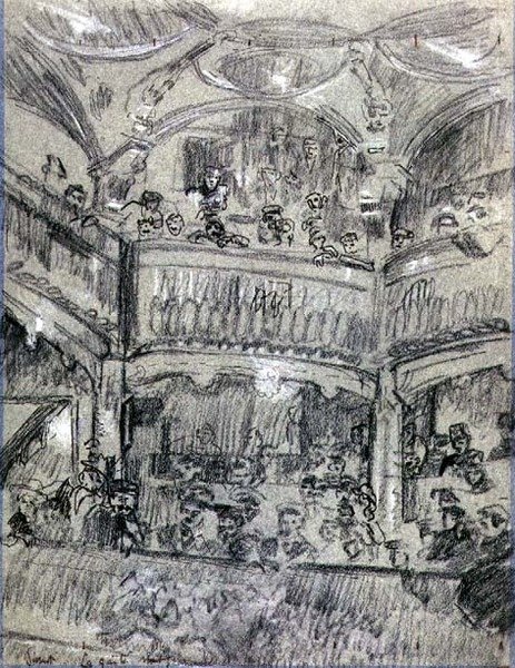 La Gaite Montparnasse, c.1907 (giz sobre papel) de Walter Richard Sickert