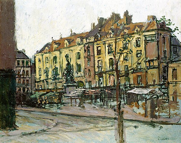 La Place Nationale com o Grande Duquesne, Dieppe (óleo sobre tela) de Walter Richard Sickert