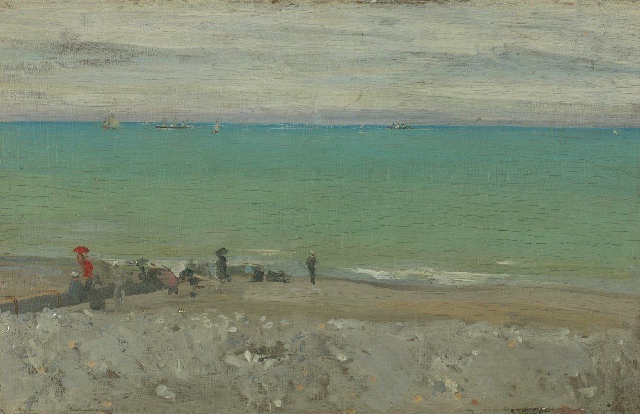 A praia, Dieppe, c.1885 (óleo sobre painel) de Walter Richard Sickert