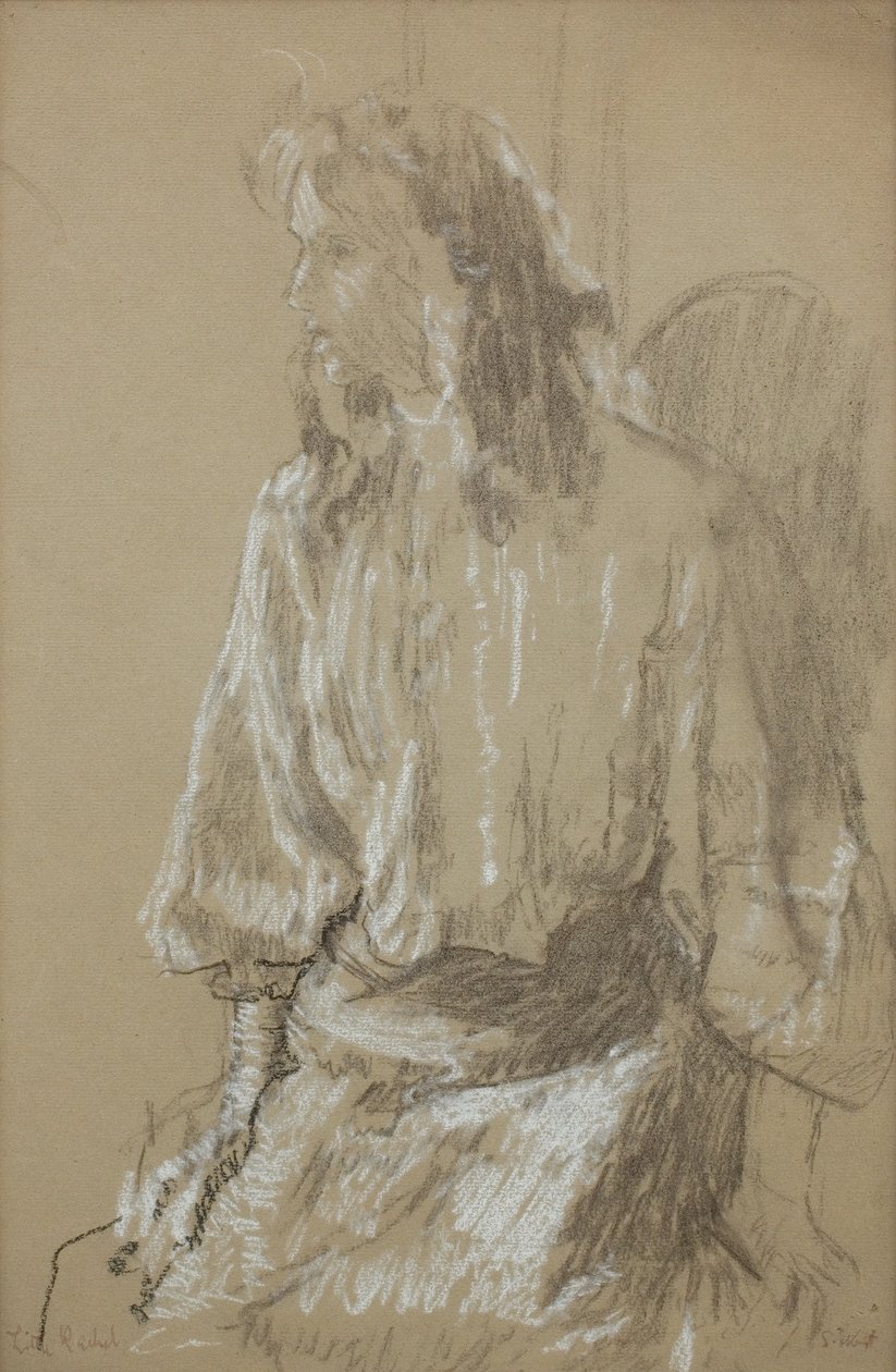 Little Rachel, c. 1906 (Giz preto e branco sobre papel cinzento) de Walter Richard Sickert