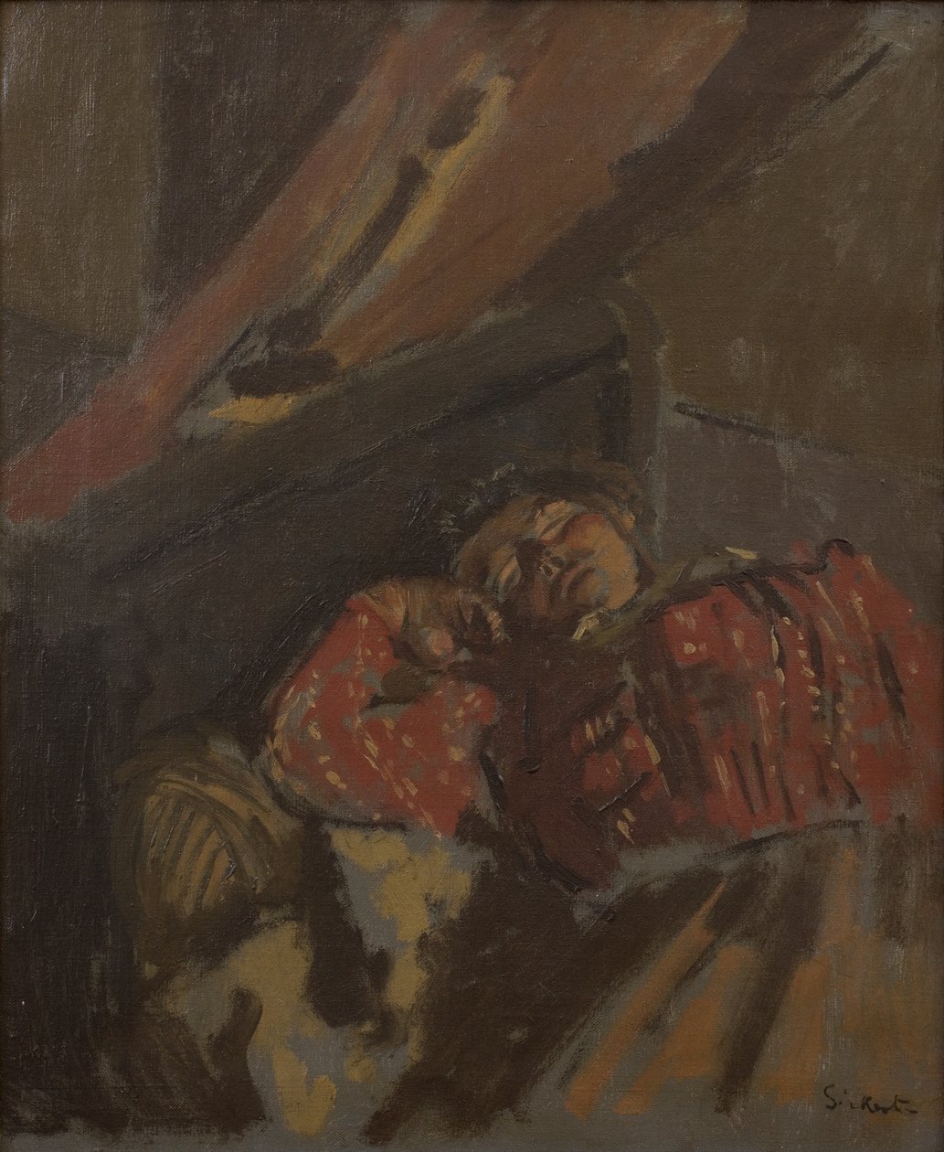 Blusa com padrão vermelho, c. 1907 (óleo sobre tela) de Walter Richard Sickert