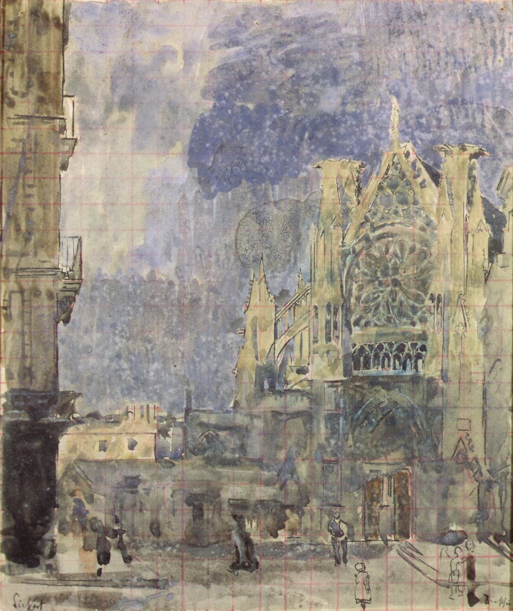 St. Jacques Facade, Dieppe, c.1899 (aquarela e tinta sobre papel) de Walter Richard Sickert