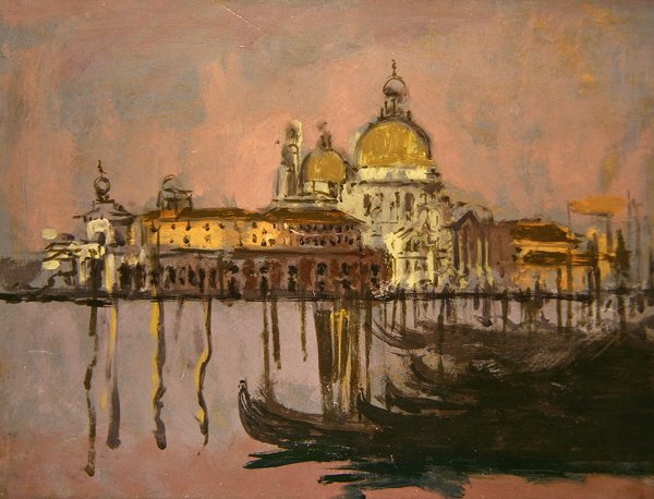 O Dogana e Santa Maria della Salute (óleo sobre painel) de Walter Richard Sickert