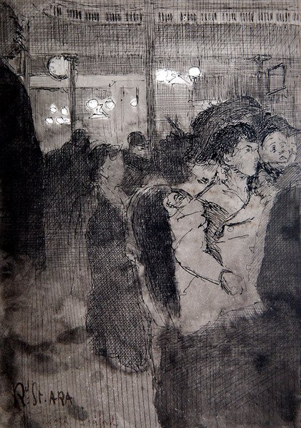 The Old Bedford (caneta, tinta e lavagem a bordo) de Walter Richard Sickert