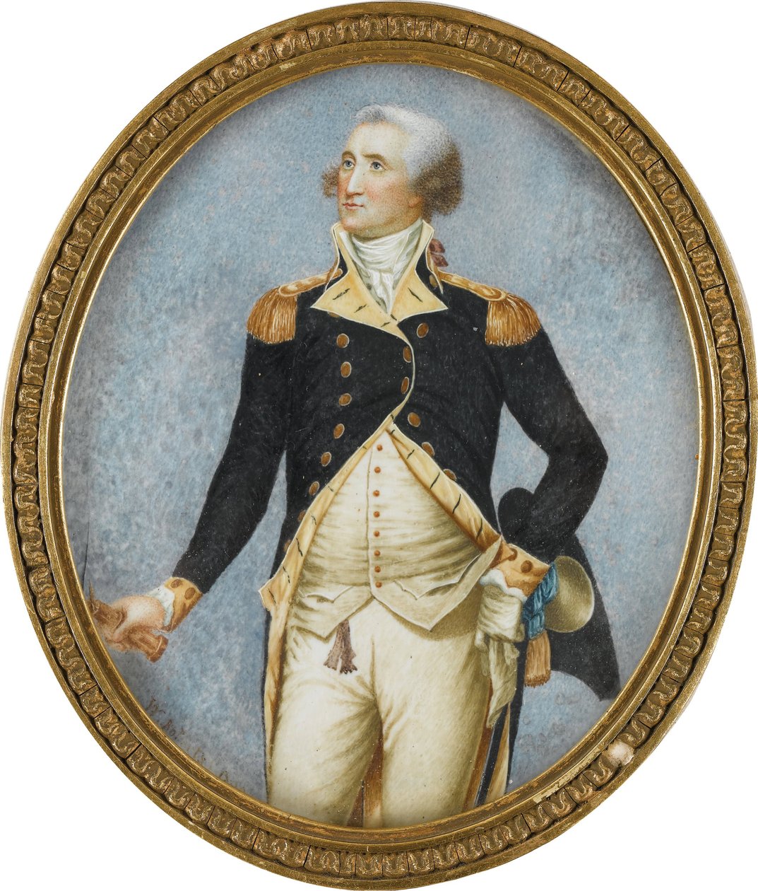 Retrato de George Washington (1732-1799), de Robertson, Walter (1750-1801). Aquarela, Gouache em chifre de Walter Robertson