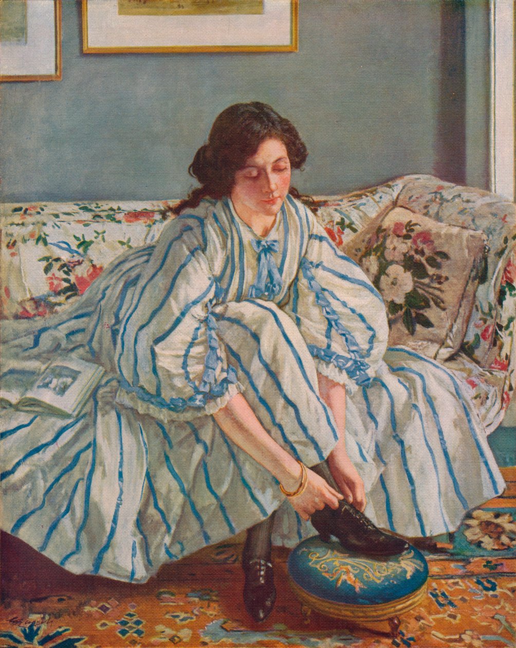 Amarrando o sapato, c1900 de Walter Russell