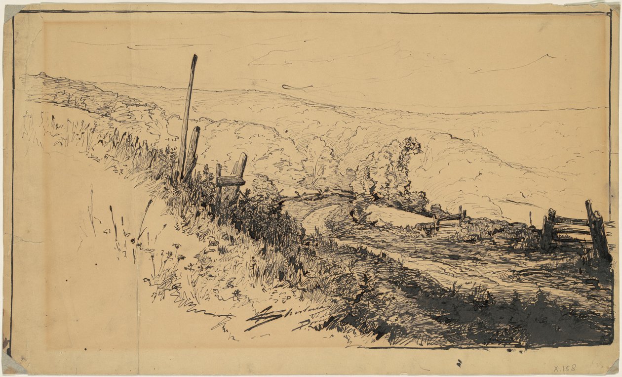 Uma estrada nas colinas perto de Dordrecht de Walter Shirlaw