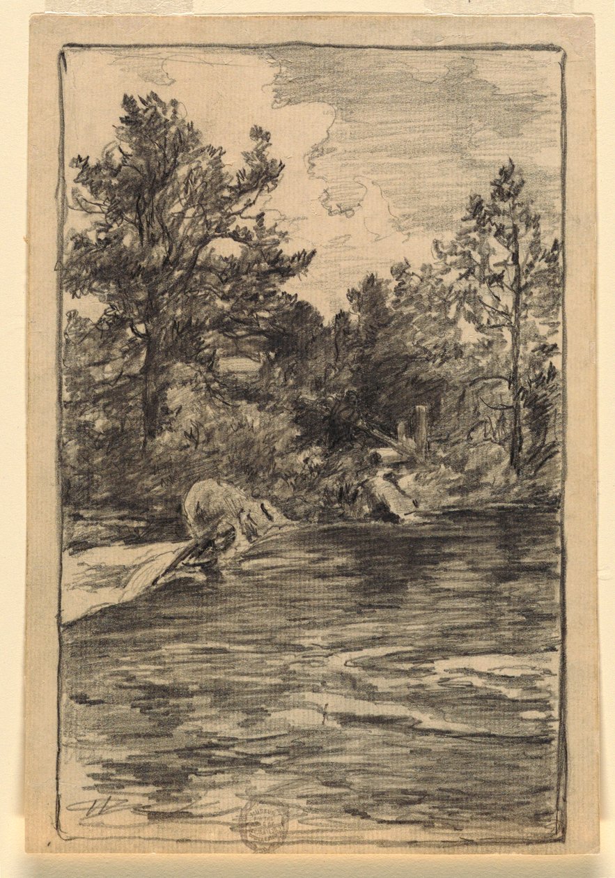 Rio e árvores de Walter Shirlaw