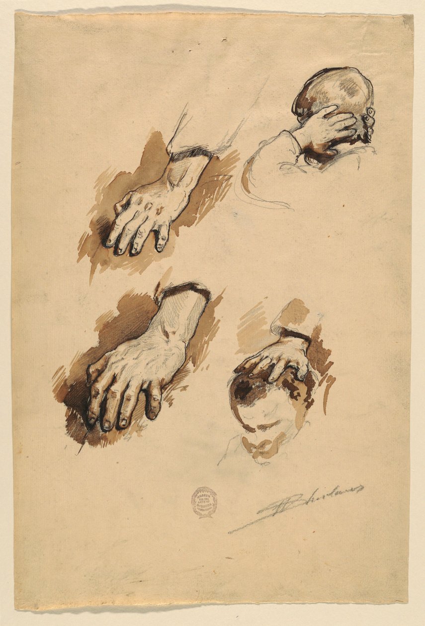 Estudos de mãos de Walter Shirlaw