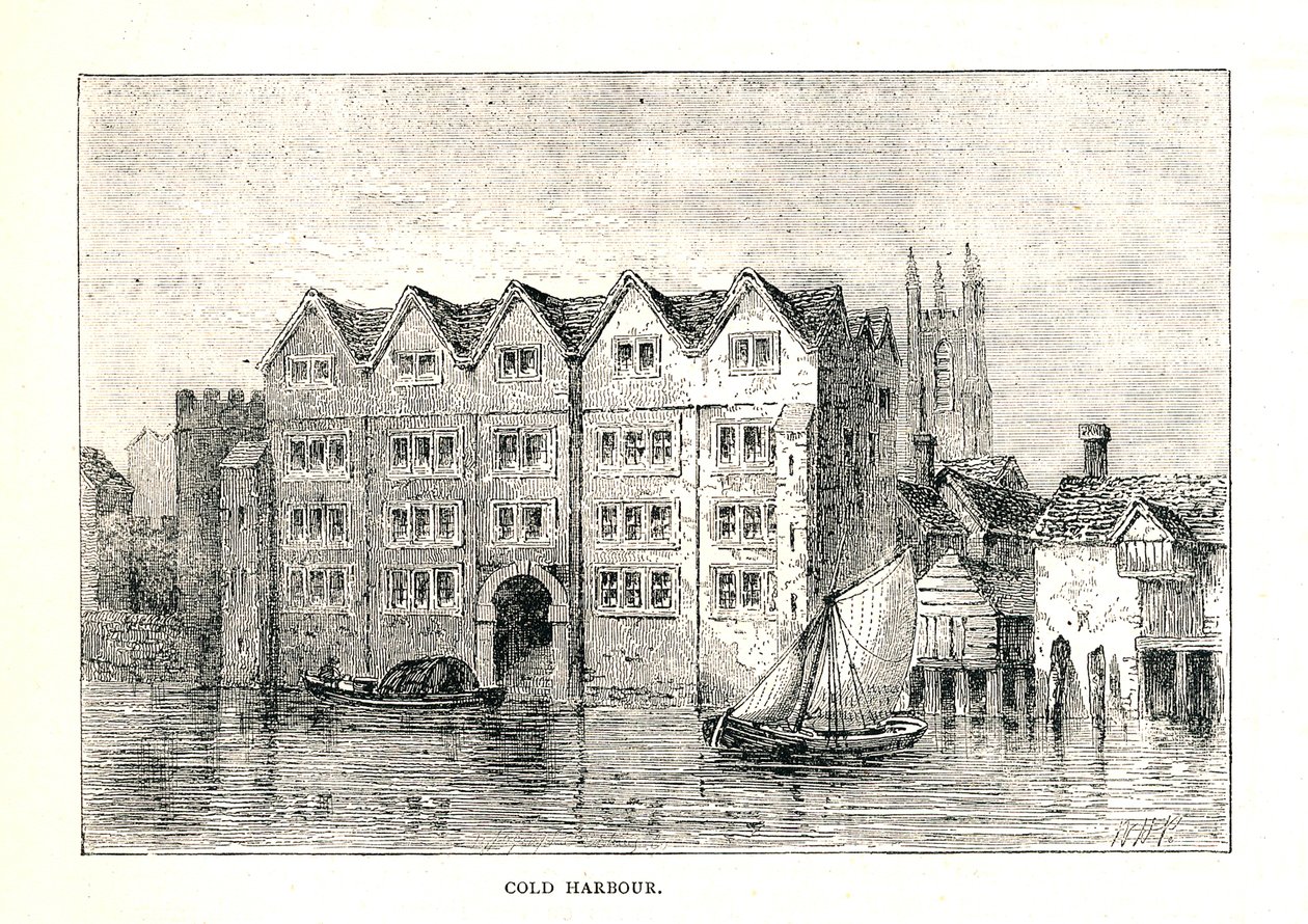 Porto Frio. Casa medieval da mansão North Bank ofThames acima da ponte de Londres, 1894 de Walter Thornbury