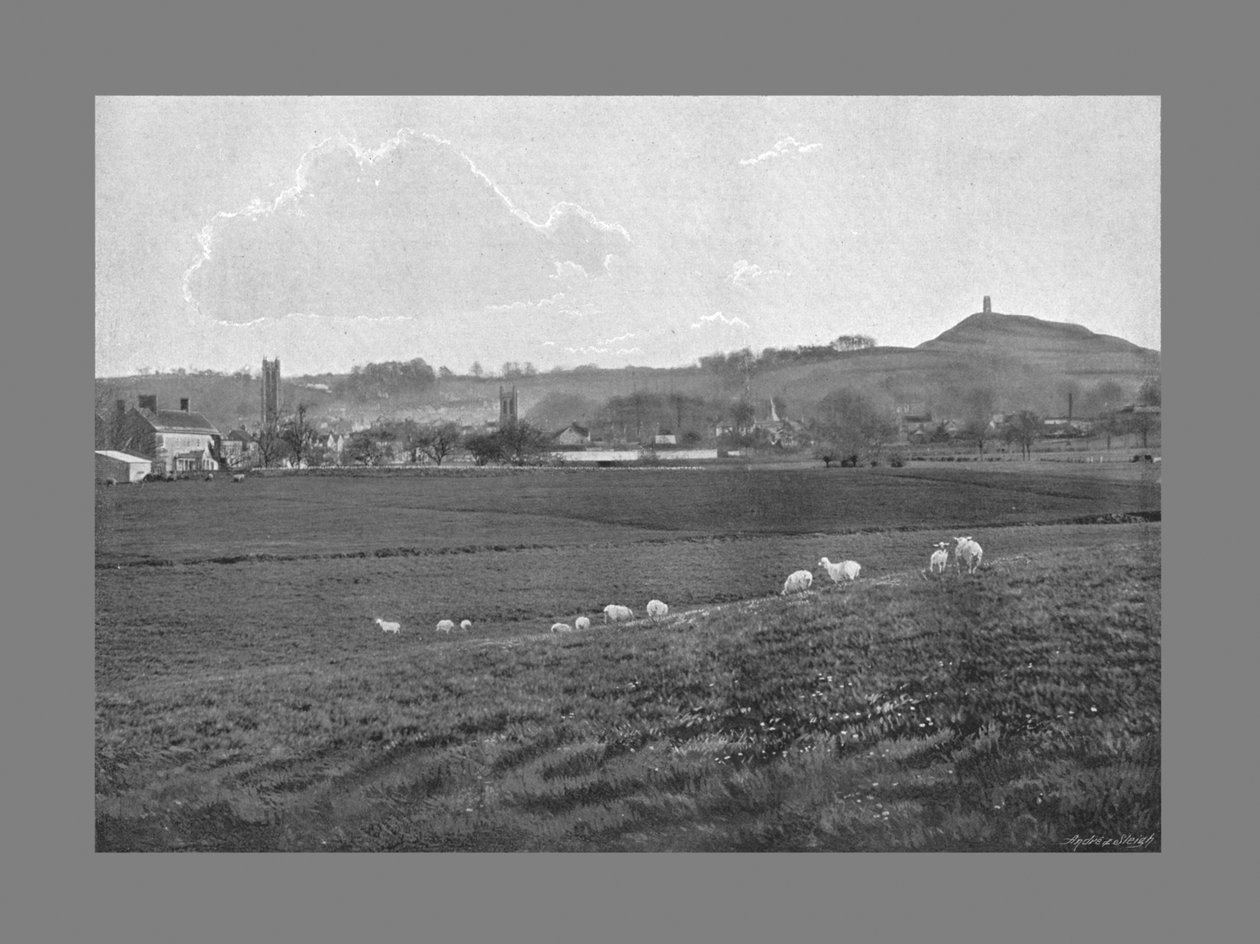 Glastonbury e o Tor, c1900 de Walter Tully