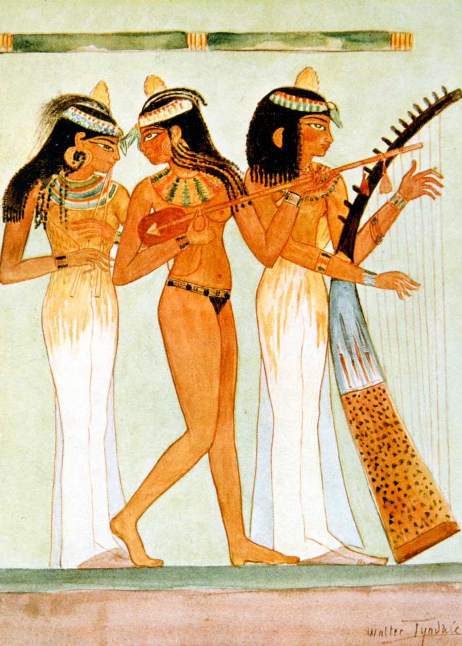 Antigos músicos egípcios e um bailarino, 1910 de Walter Tyndale