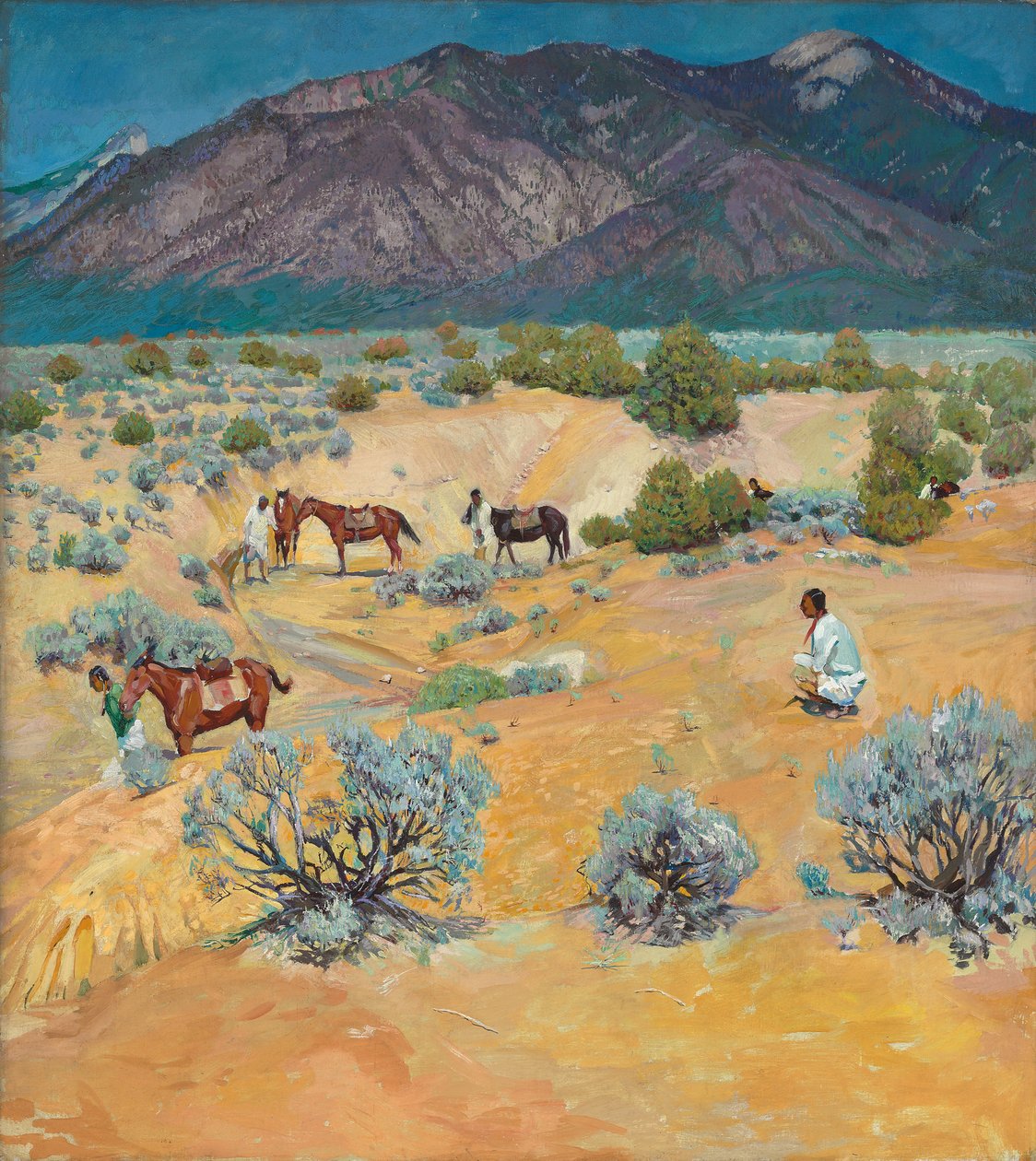 Paisagem de Taos com índios (óleo sobre tela) de Walter Ufer