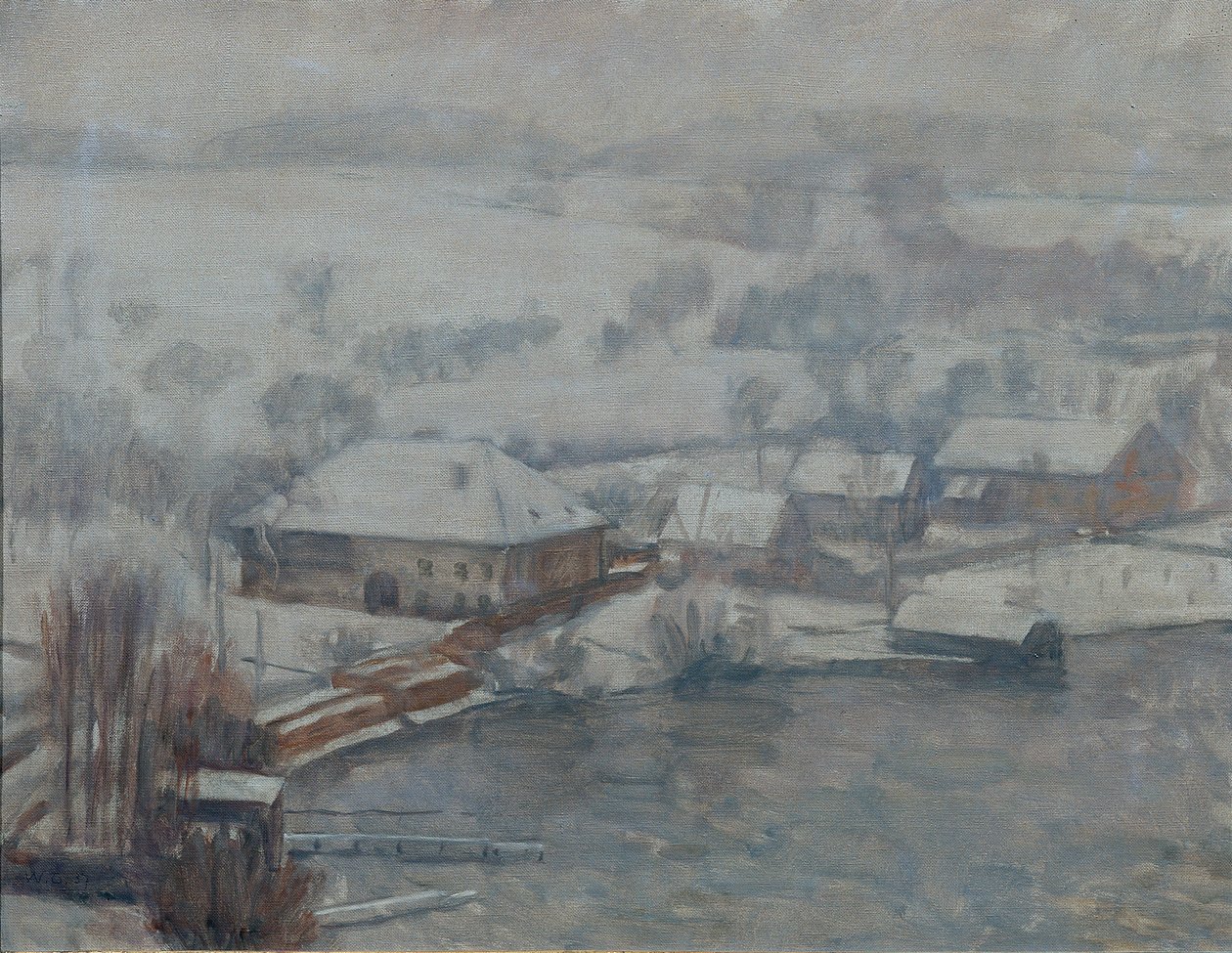 Paisagem de Inverno no Lago Attersee de Walther Gamerith