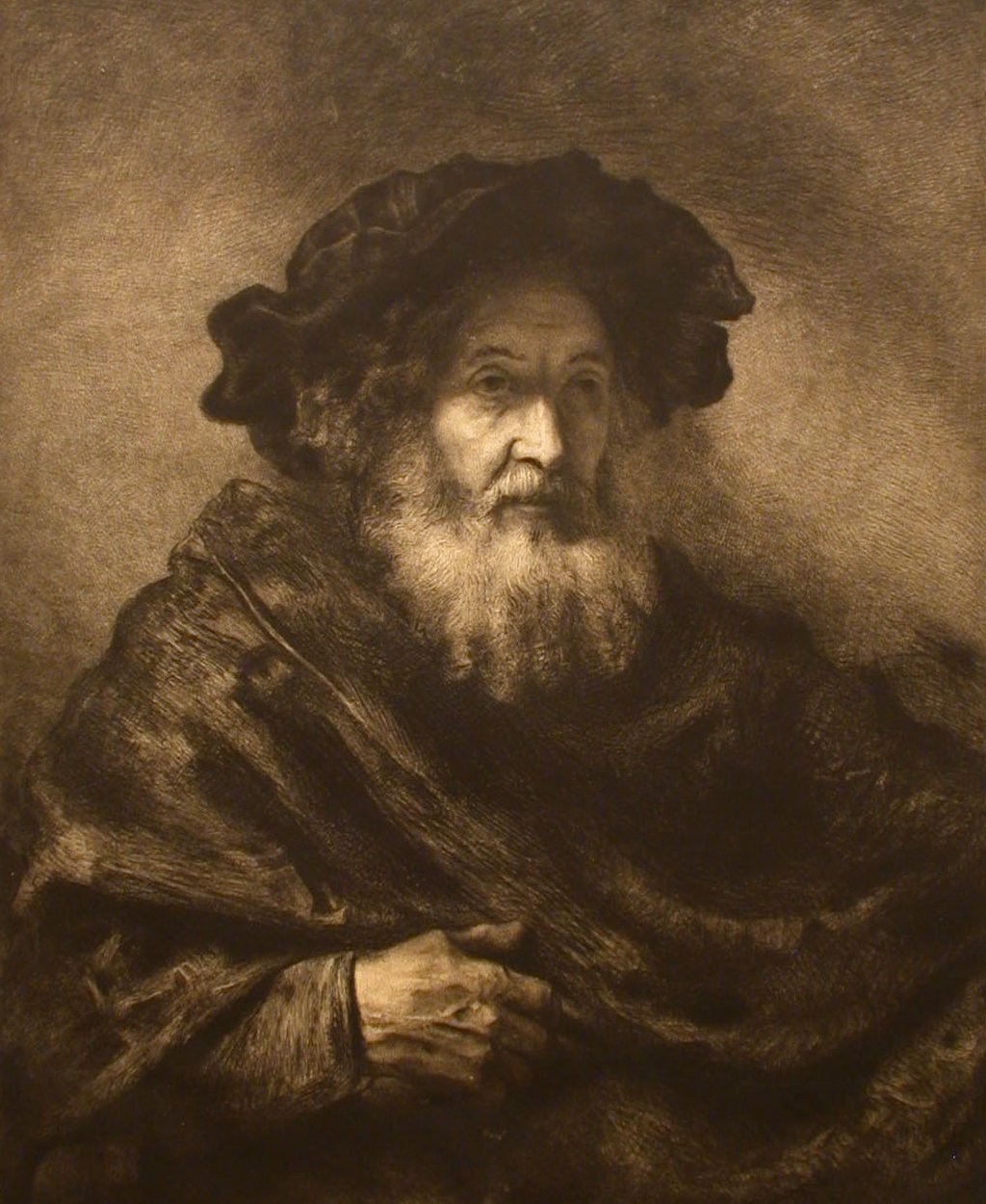 Sem título: Rembrandtesque Old Man, século XX. de Waltner