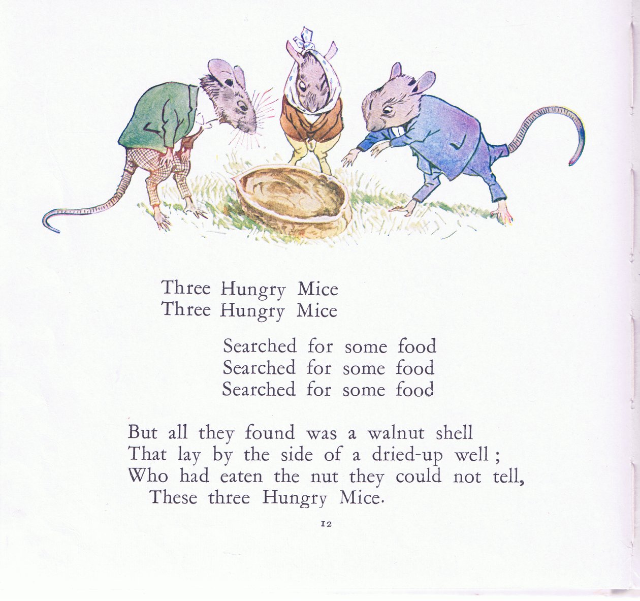 Três ratos famintos, três ratos famintos, procuraram por comida de Walton Corbould