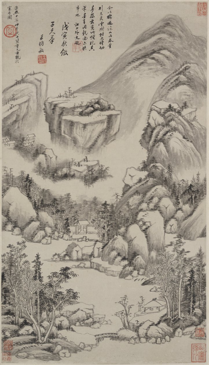 Paisagem no estilo de Huang Gongwang, pergaminho, 1638 de Wang Shimin