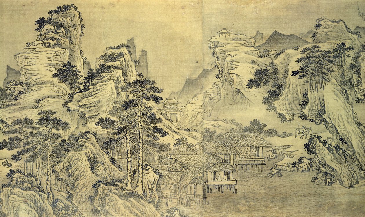 Vista do Pavilhão Keyin na Montanha Paraíso (Baojie), 1562 de Wang Wen