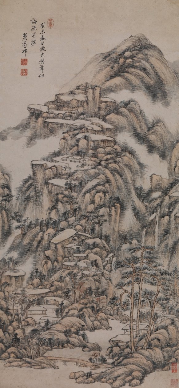 Paisagem depois do estilo de Huang Gongwang de Wang Yuanqi