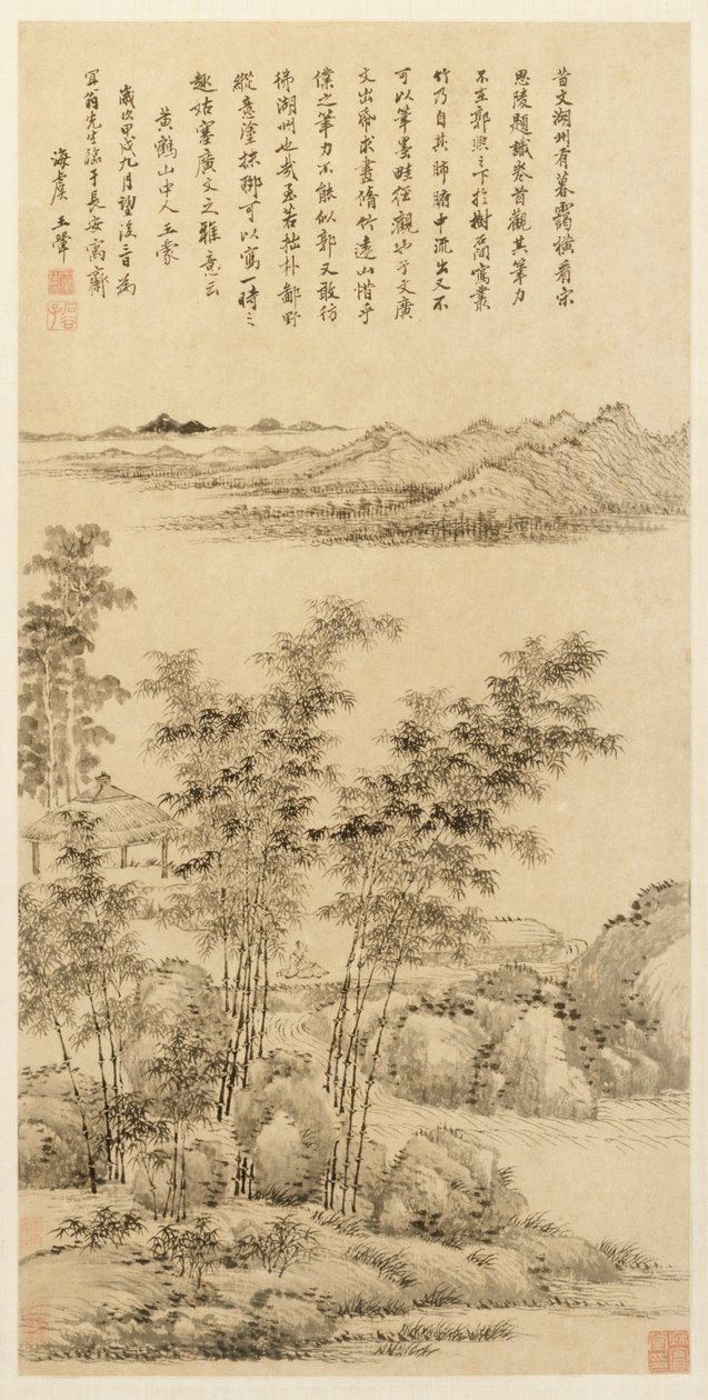 Alto bambu e montanhas distantes, depois de Wang Meng de Wang Hui