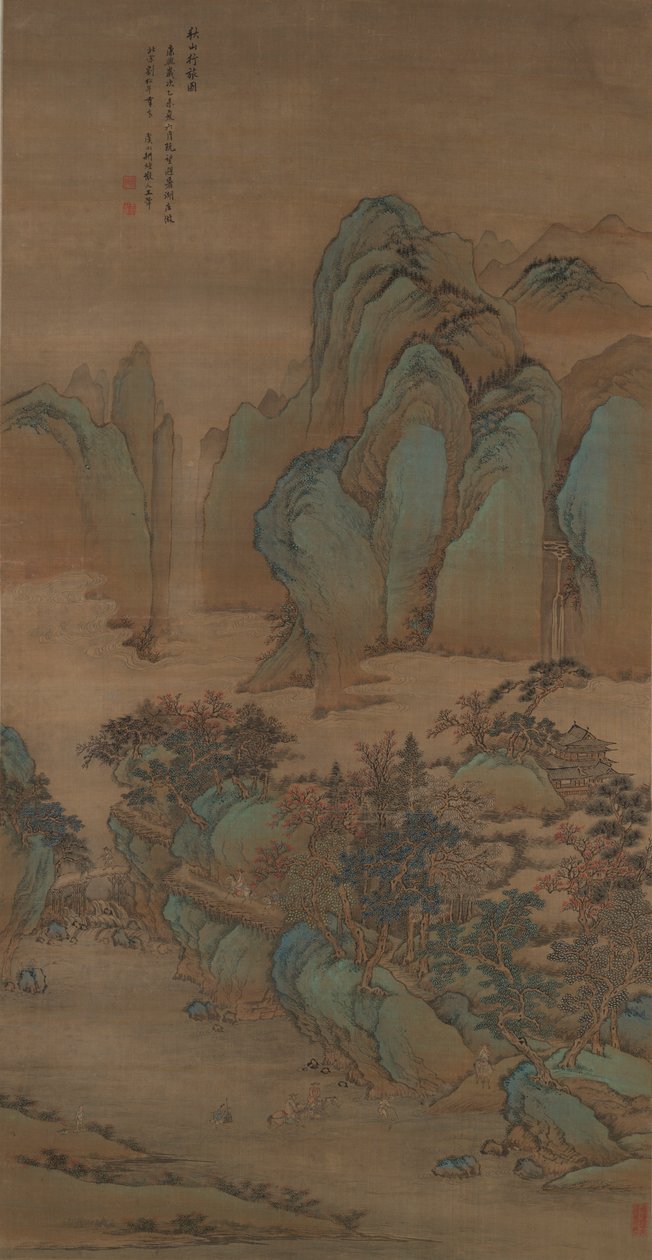 Viajantes nas montanhas de outono de Wang Hui