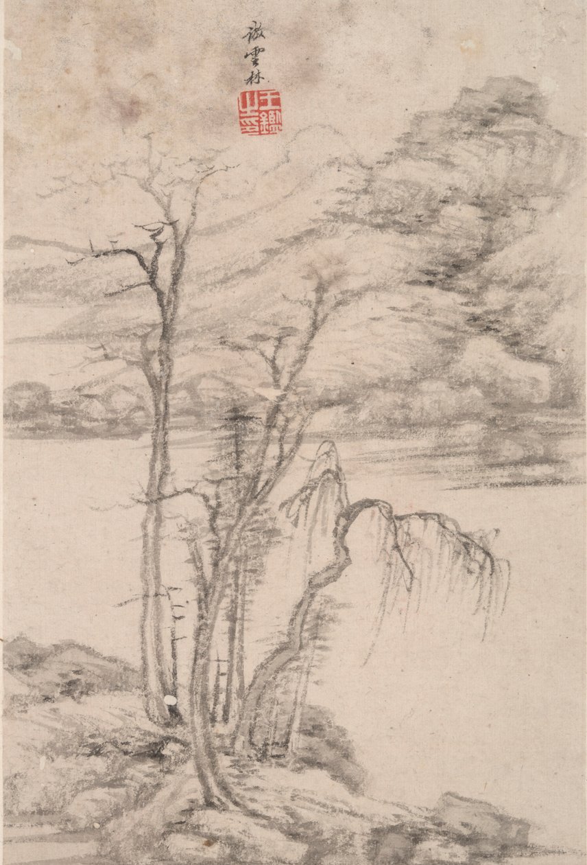 Paisagem no Estilo de Vários Velhos Mestres: Paisagem depois de Ni Zan (1301 de Wang Jian