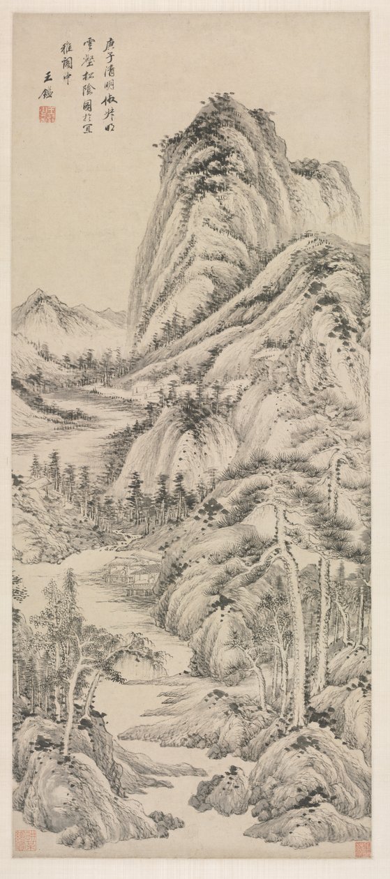 Sombra de pinheiros em um vale nublado de Wang Jian