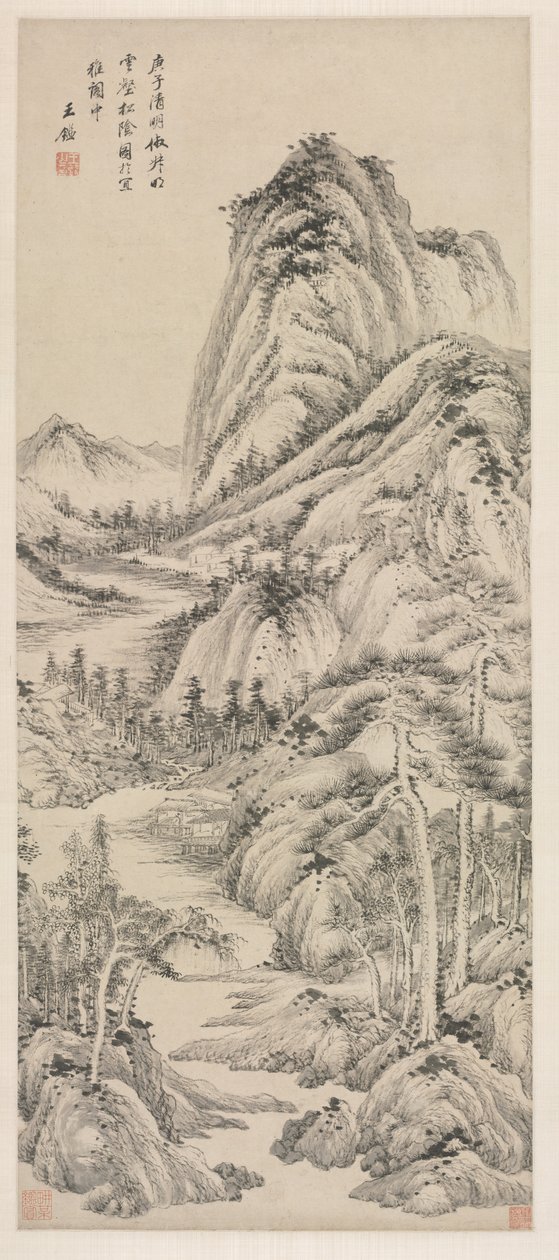 Sombra dos pinheiros em um vale nebuloso, 1660. de Wang Jian