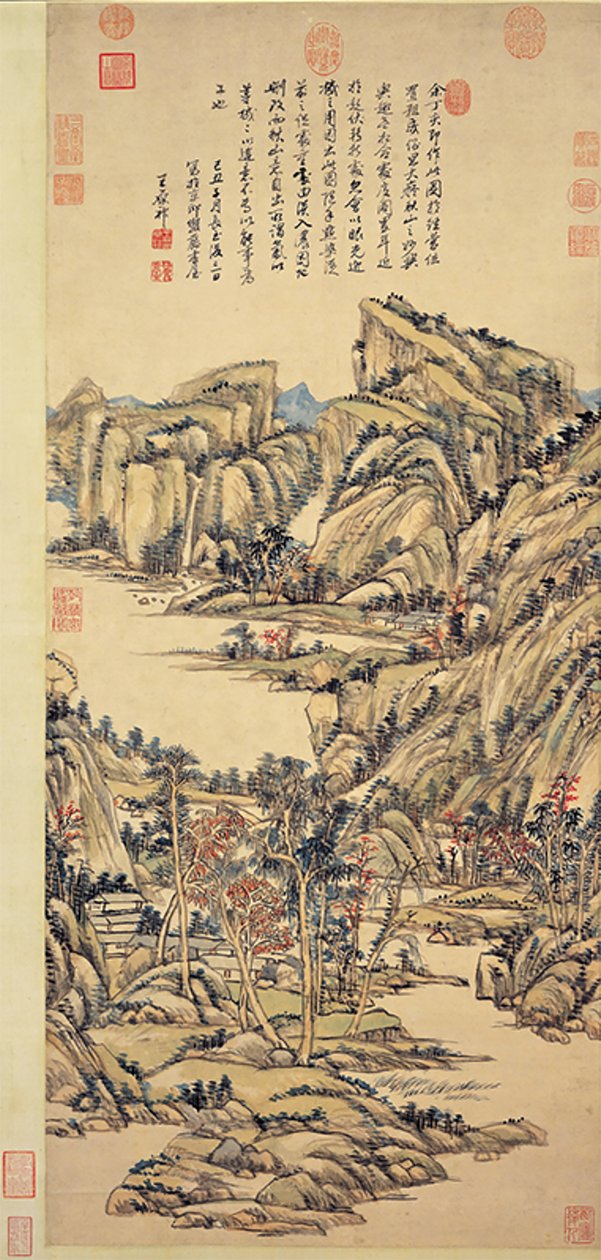 Montanhas de outono. Wang Yuanqi. Museu do Palácio Nacional de Wang Yuanqi