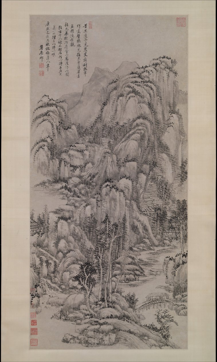 Paisagem após Wu Zhen, datada de 1695. de Wang Yuanqi