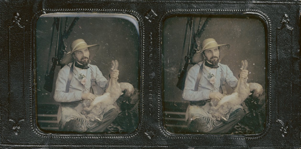 Auto-retrato como caçador segurando uma lebre de Warren T. Thompson