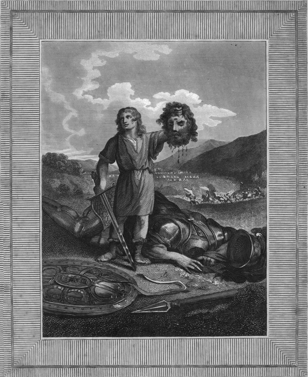 A vitória de Davi sobre Golias, início do século 19. de Warren