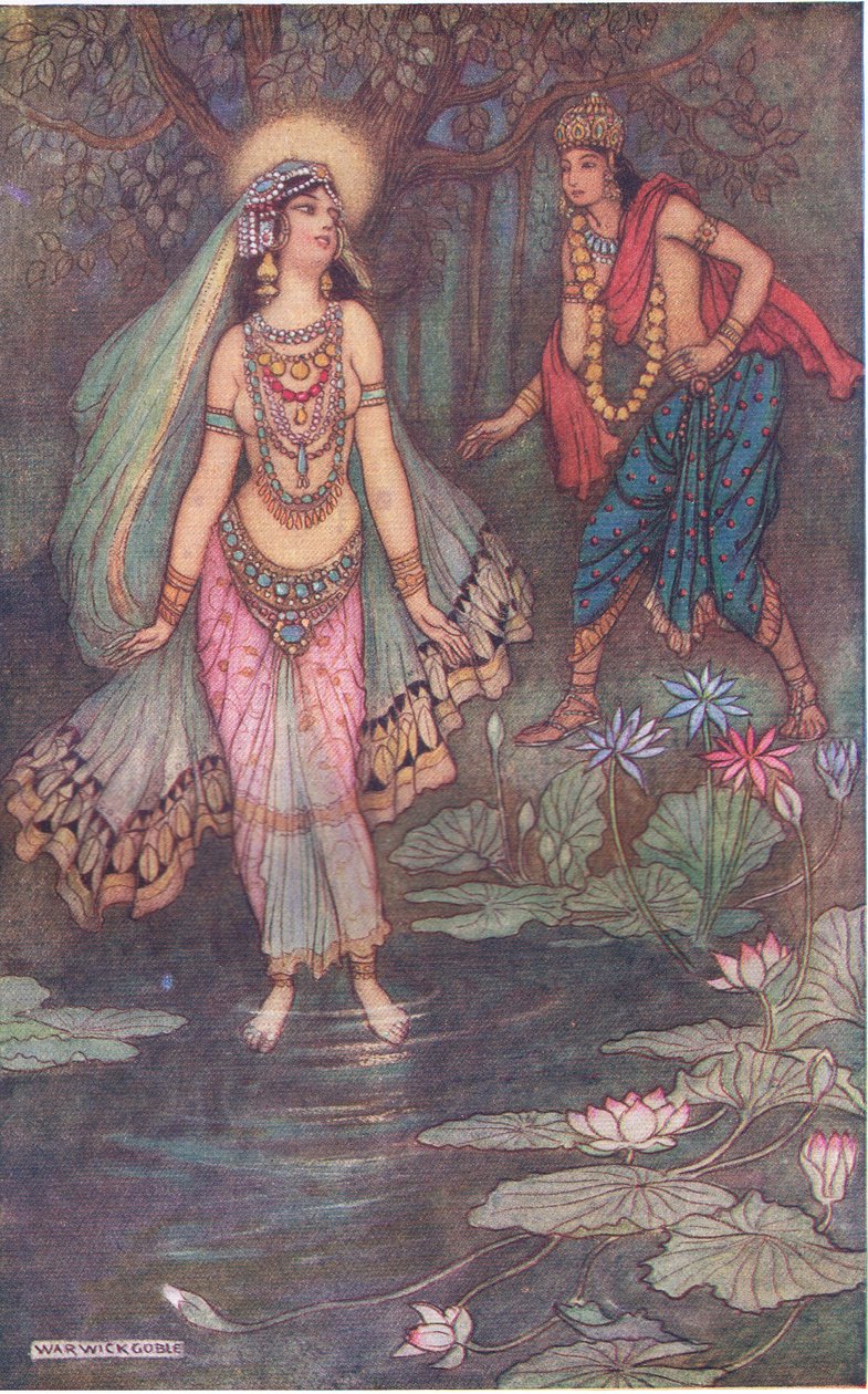 Shantanu conhece a deusa Ganga de Warwick Goble