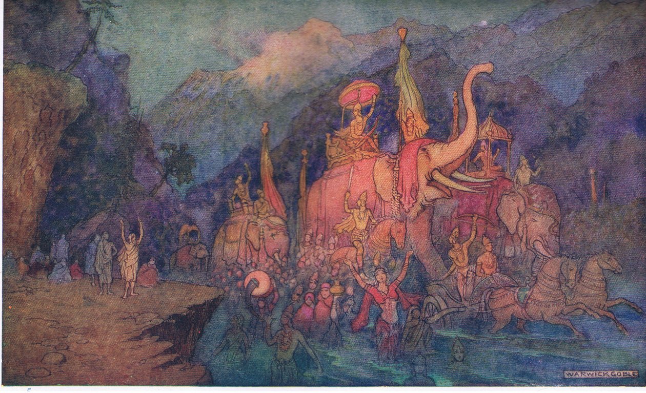 O retorno dos heróis mortos em batalha de Warwick Goble
