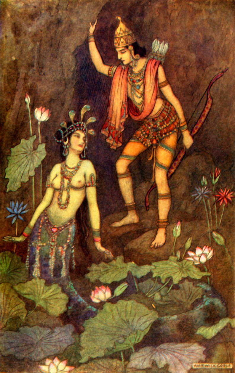 "Arjuna and the River Nymph", 1913. de Warwick Goble