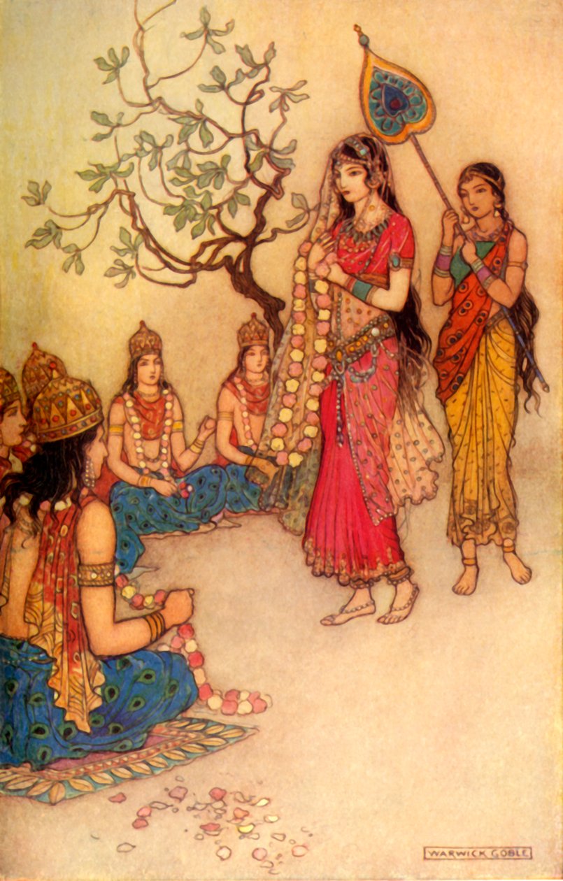 "Damayanti Escolhendo um Marido", 1913. de Warwick Goble