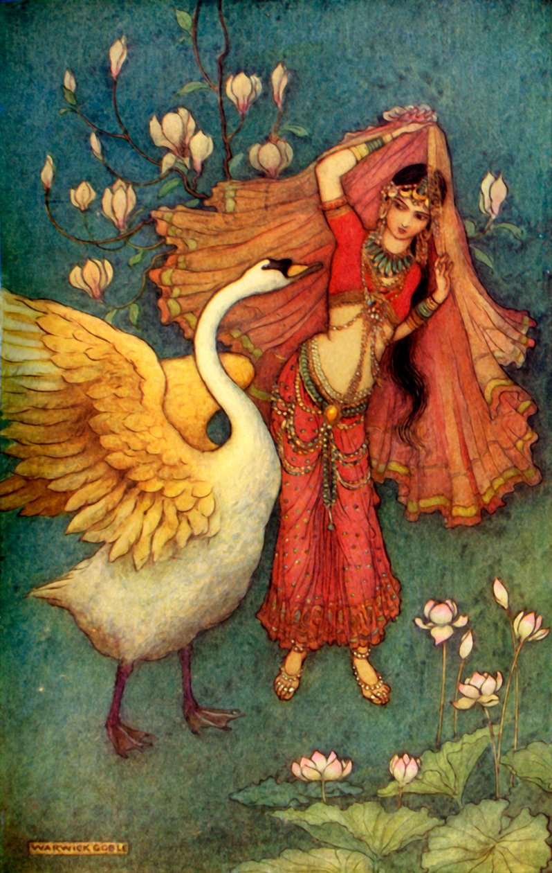 "Damayanti e o Cisne", 1913. de Warwick Goble