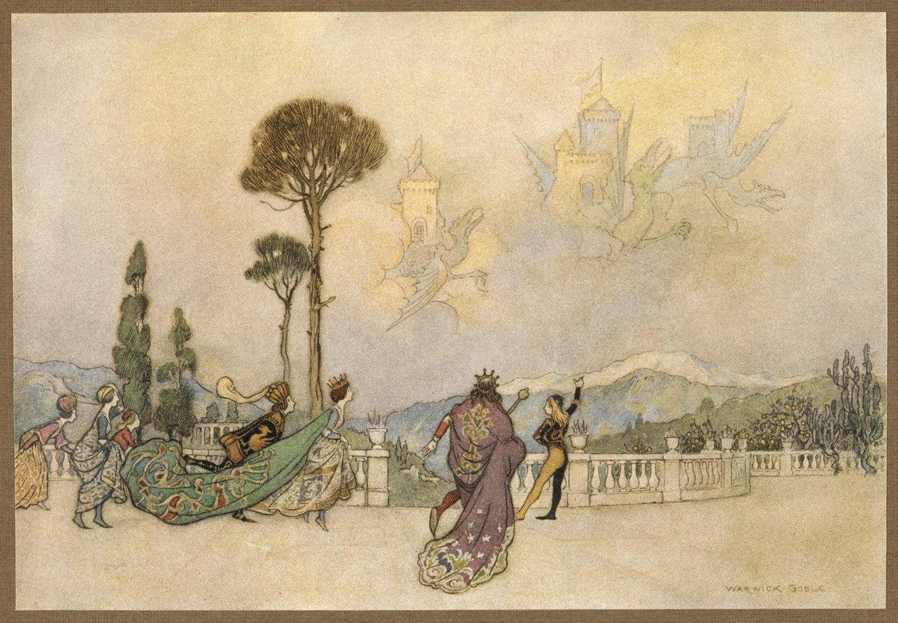 Os Castelos no Ar, de O Dragão. de Warwick Goble