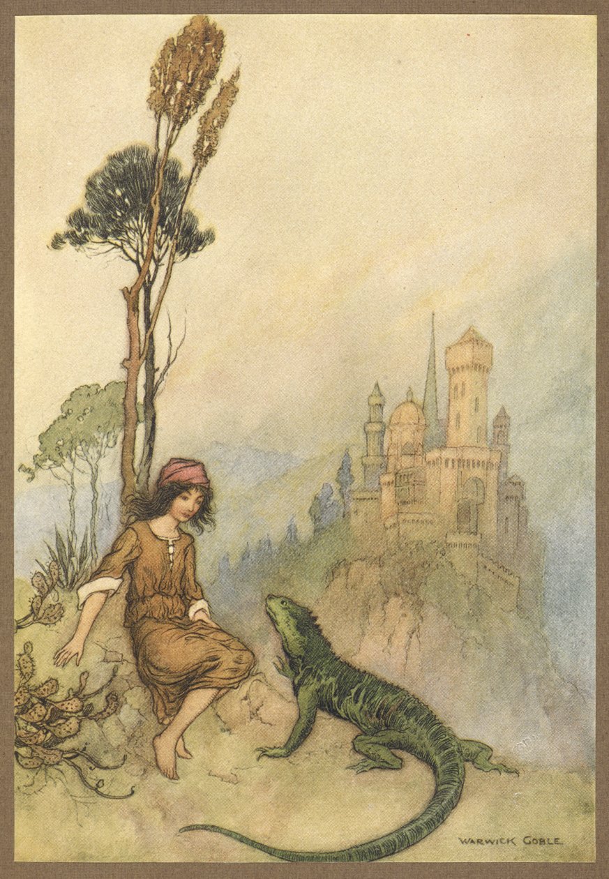 O Lagarto mostrando o Palácio Cara-de-Bode, da Cara-de-Bode. de Warwick Goble