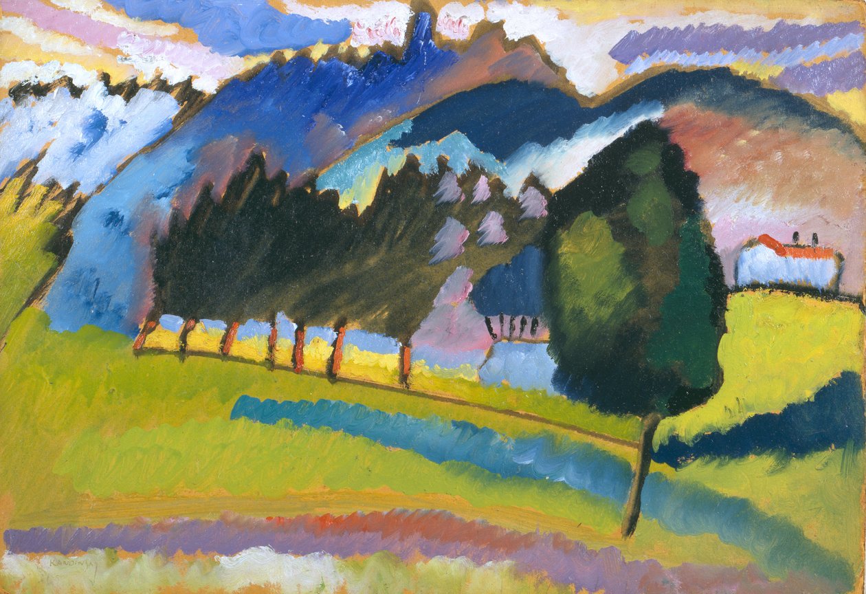 Paisagem, com, colinas rolantes de Wassily Kandinsky